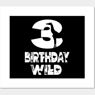 3rd Birthday Wild Kid 3 Years Old Zoo Theme Animal Party design Posters and Art